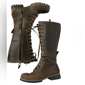 Timberland Wheelwright Tall Lace Up Boots Leather Suede Brown Sz 8 HTF!